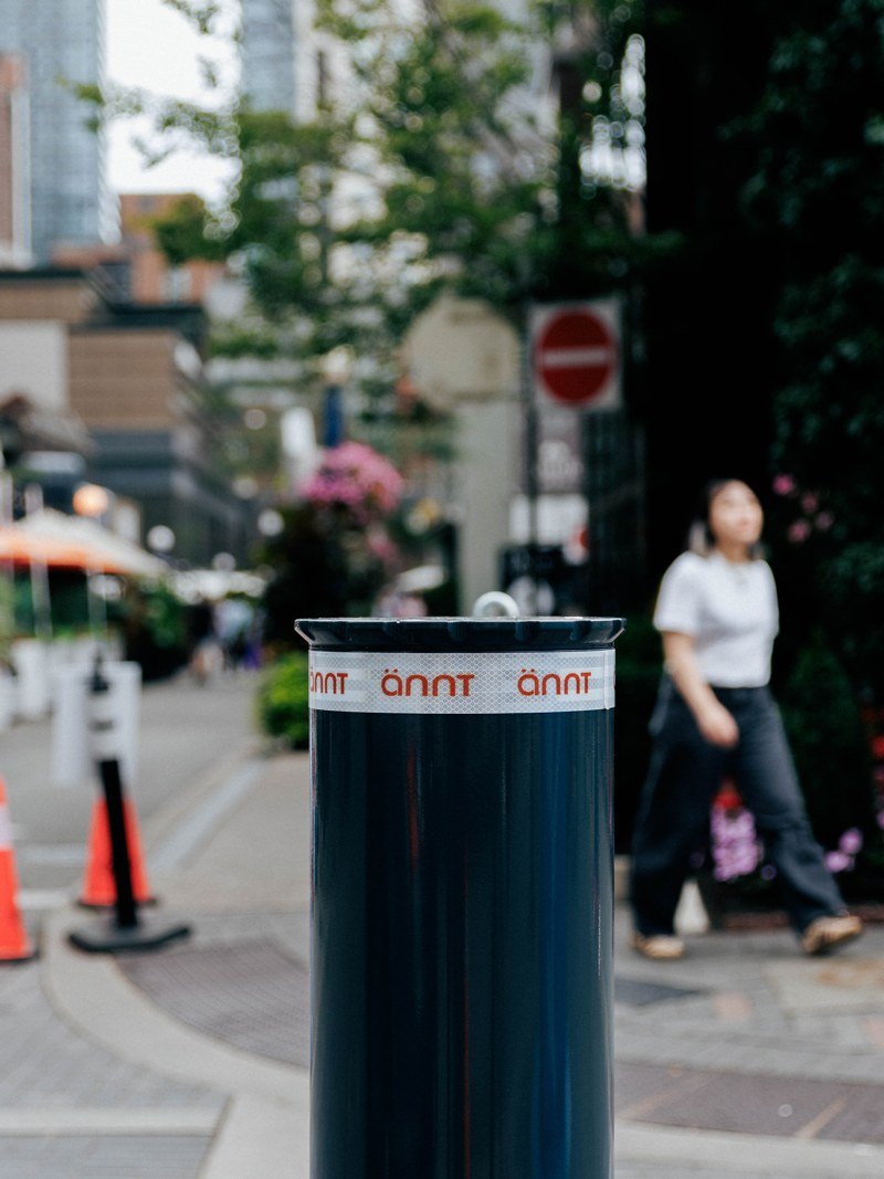 Meet attaGard 3 ättaGard bollard protecting a pedestrian walkway, Yorkville, Toronto